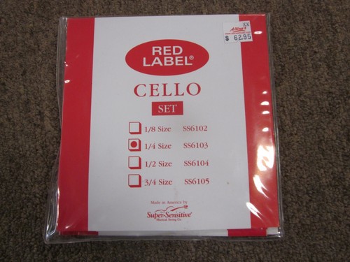 Red label cello string - red, set